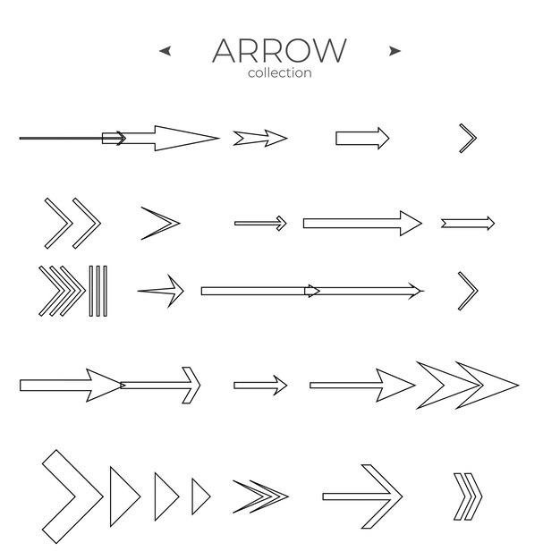 Set di icone a freccia di linea collezione di icone di linea simboli vettoriali moderni