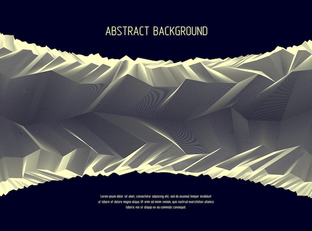 환상적인 우주 행성 풍경, 공상 과학 그림의 기하학적 선형 지형 표면이 있는 라인 아트 3d 추상 벡터 배경. 제목 복사 공간이 있는 레이아웃용 템플릿으로 사용 가능