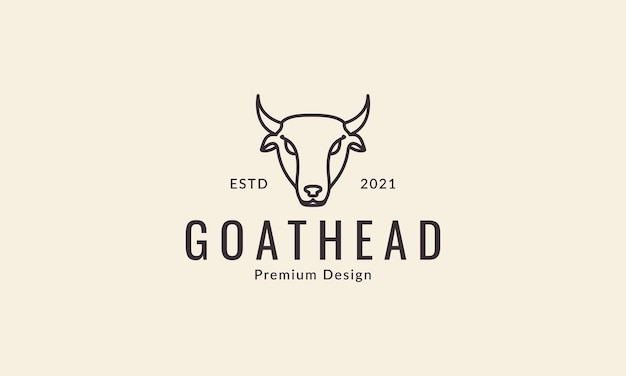 Line art animal goat head vintage logo design vector icon symbol illustration