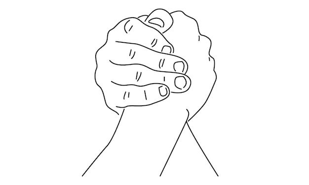 line art of arm wrestling