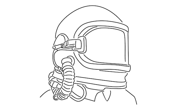 Line art of astronaut in space suit