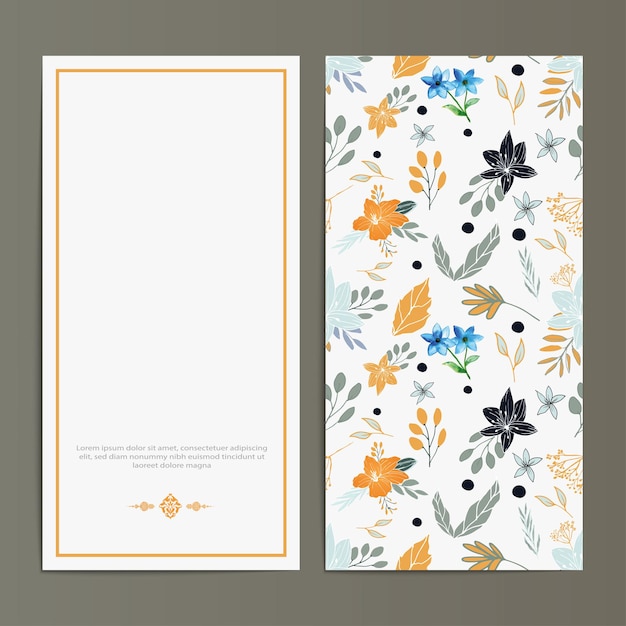 Vector line art autumn floral wedding card invitation