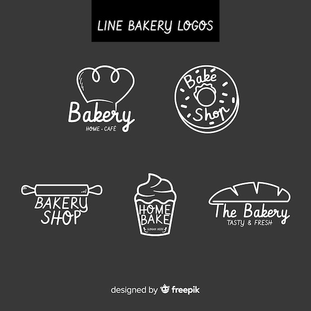 Line art bakery logo template
