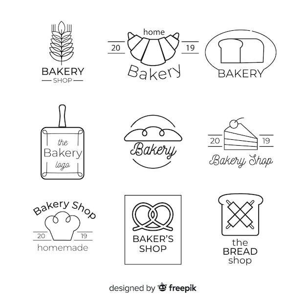 Vector line art bakery logo template