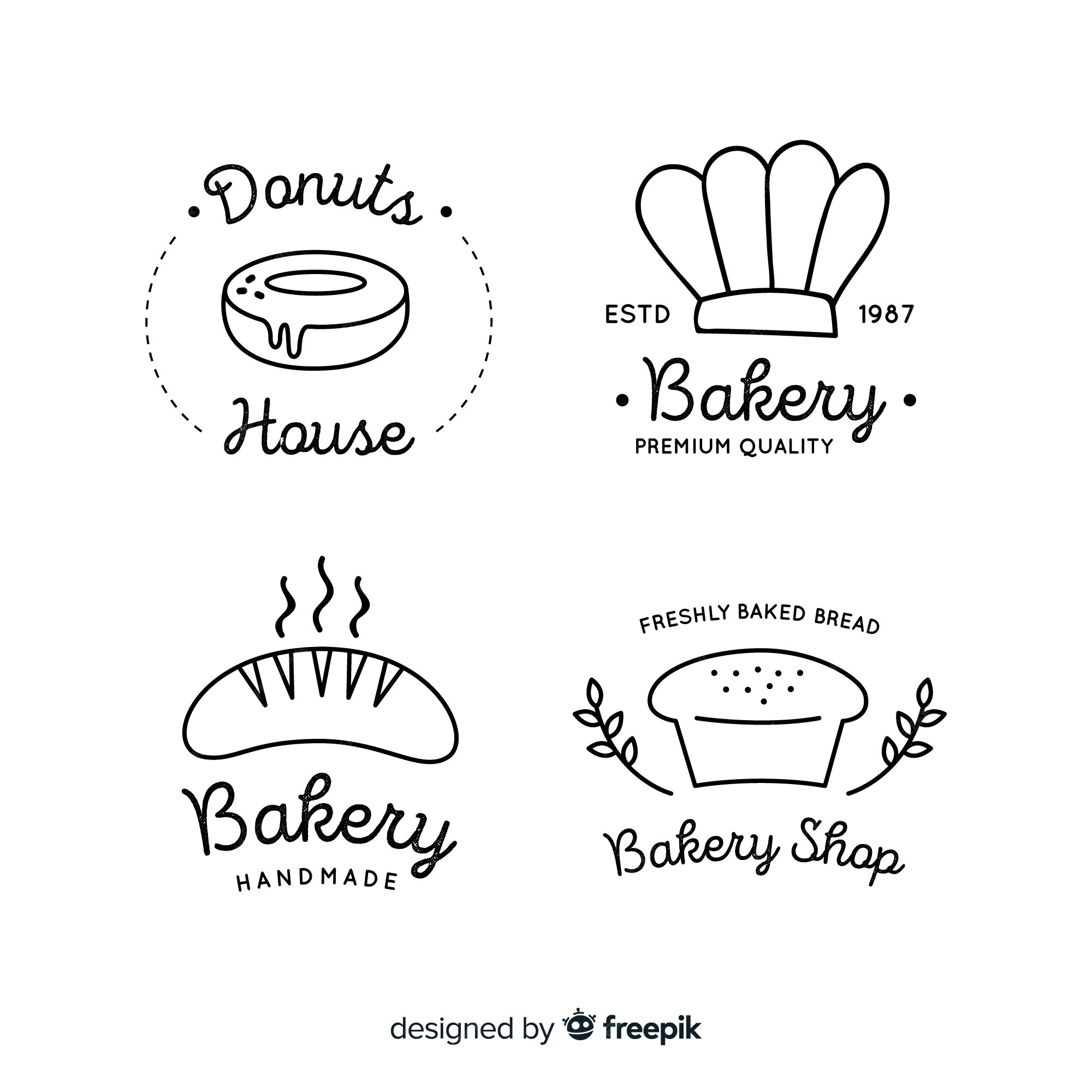 Premium Vector | Line art bakery logos