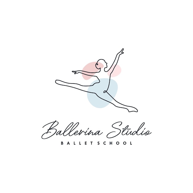 Vector line art ballerina logo design template