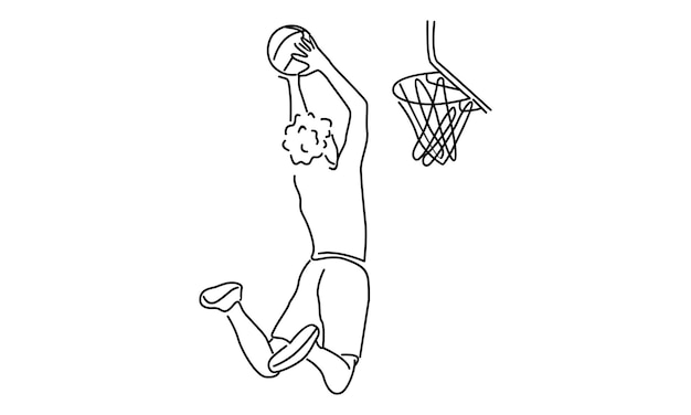 Vector line art of basketball player