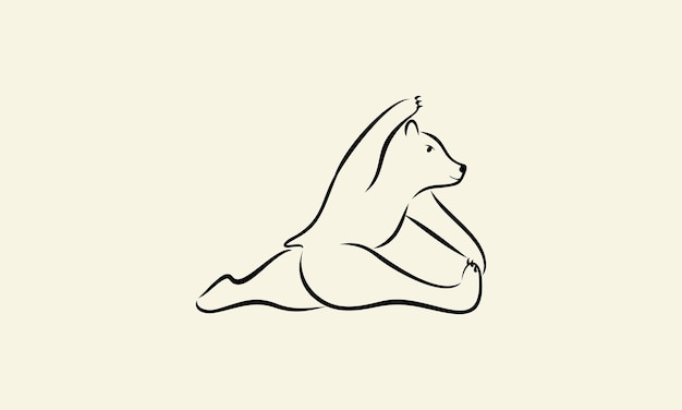 Line art bear yoga logo