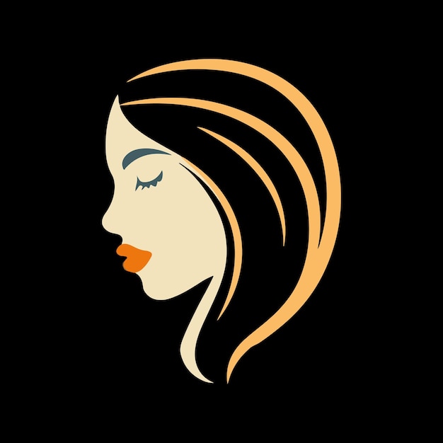 Line art beauty woman face logo design