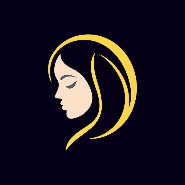 Line art beauty woman face logo design