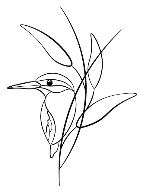 Line art bird, bird coloring page