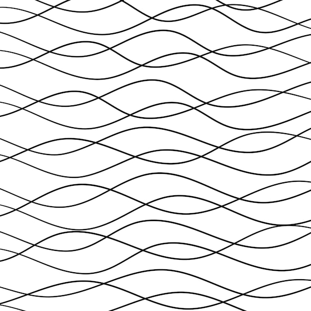 Line art black and white doodle style seamless pattern on white background