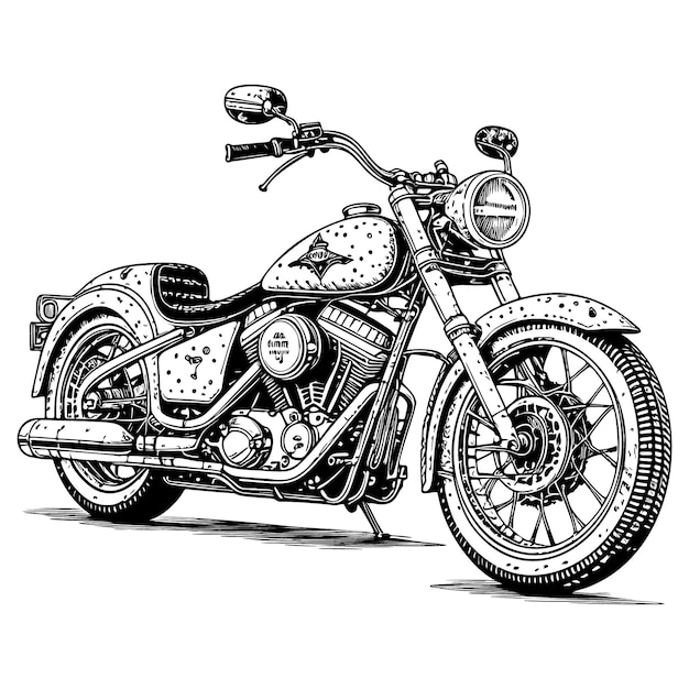 line art black and white motorcycle