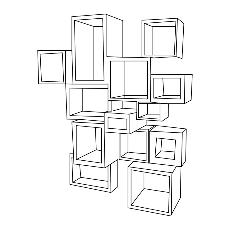 Vector line art bookself vector on white background