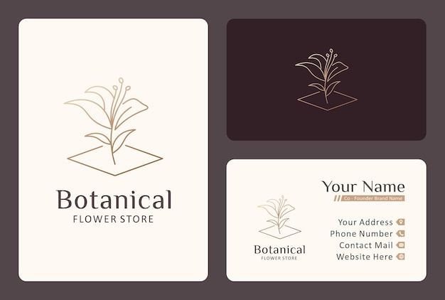 Line art botanical logo design for flower store.