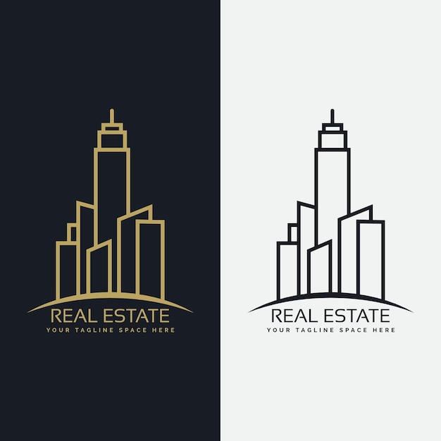 Line art building logo design