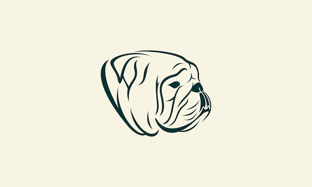 Vettore logo della testa del bulldog line art