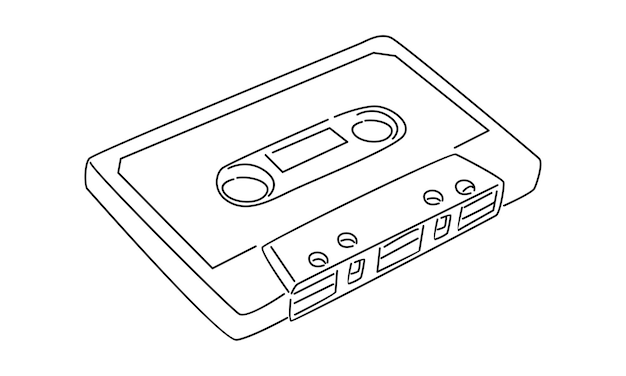 line art of cassette tape ribbon