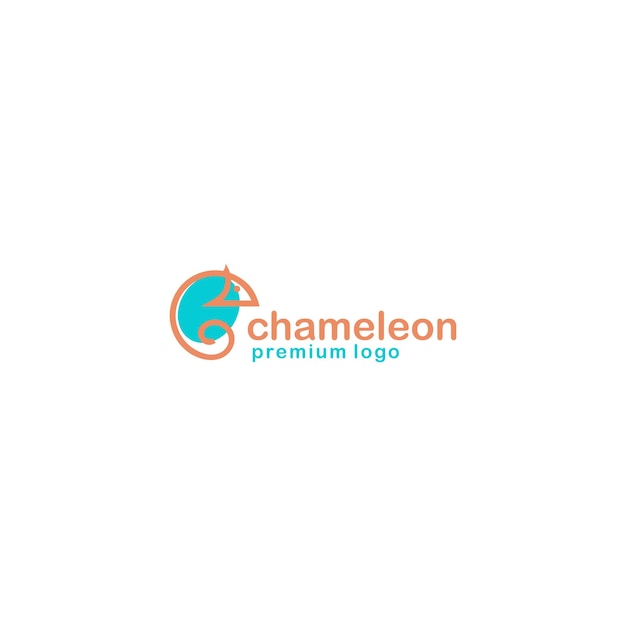 Line art chameleon logo design on white background