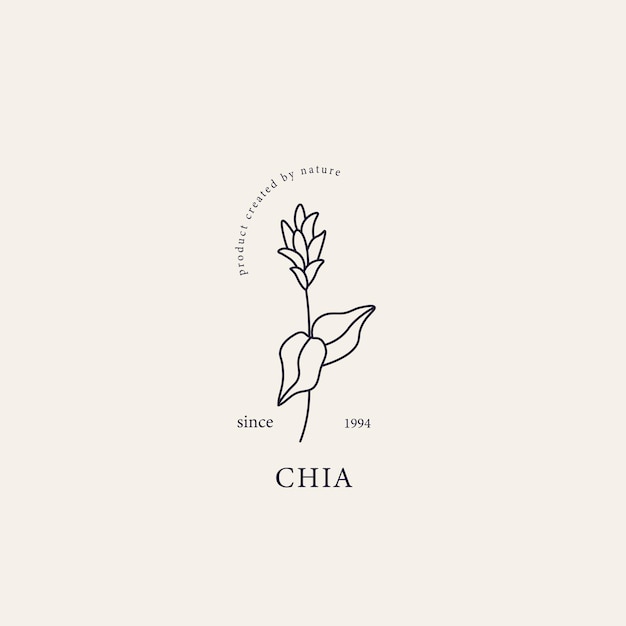 Vector line art chia branch logo