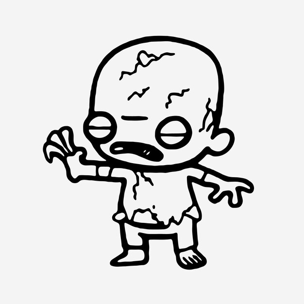 Vector line art chibi zombies