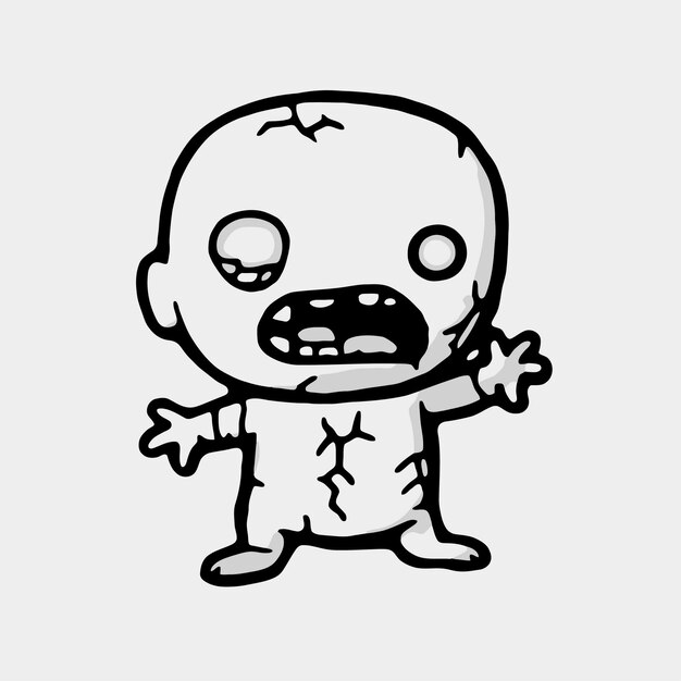 Line art chibi zombies