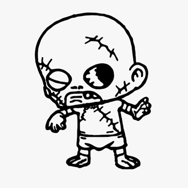 Vector line art chibi zombies