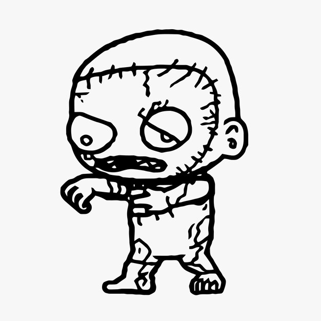 Vector line art chibi zombies