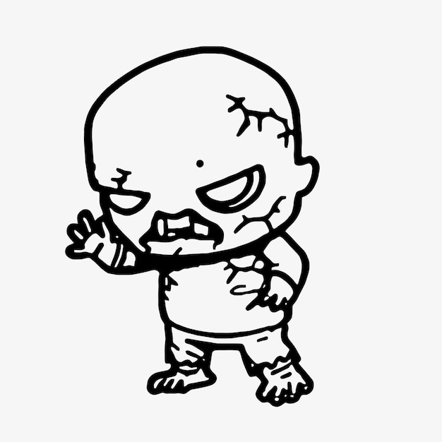 Vector line art chibi zombies