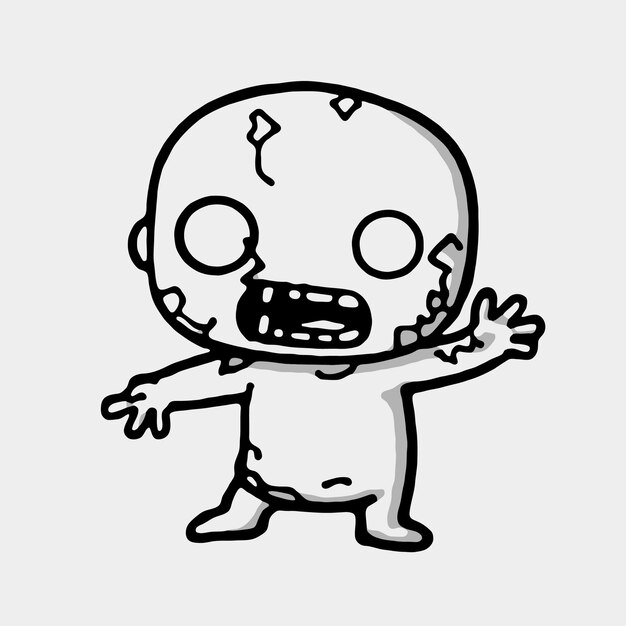 Vector line art chibi zombies