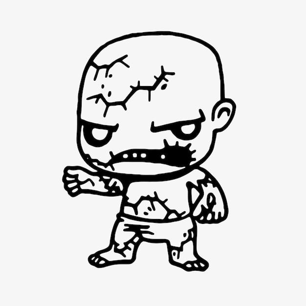 Vector line art chibi zombies