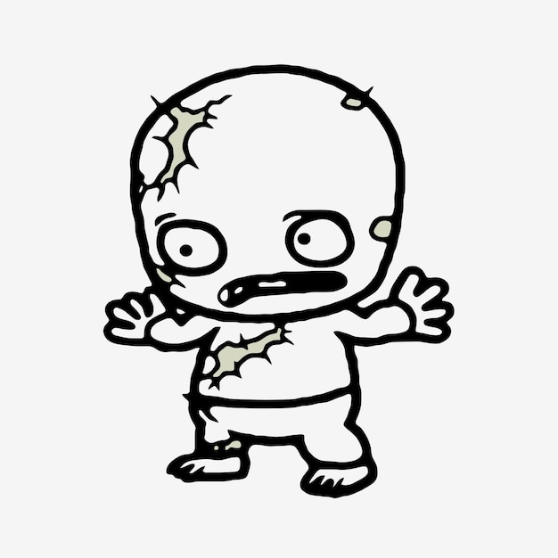 Vector line art chibi zombies