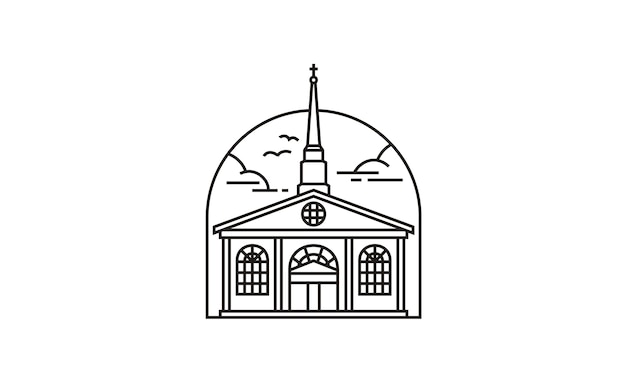 Vettore line art church / christian logo design