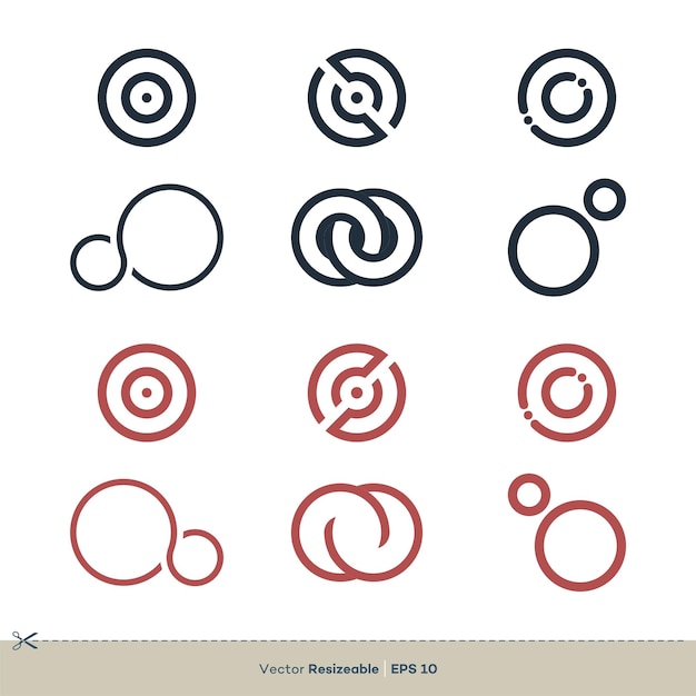 Line Art Circle Set Oneindigheid Pictogram Vector Logo Sjabloon Illustratie Ontwerp Vector Eps 10