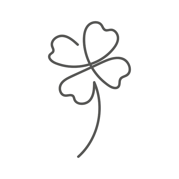 Vector line art clover four leaf