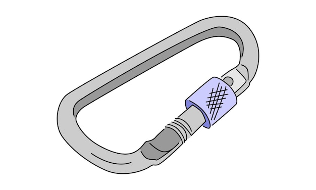 Vector line art color of carabiner spring snap link