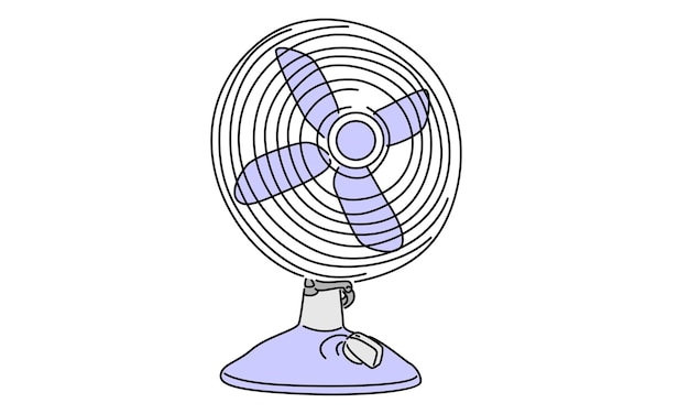 line art color of electric blow fan home appliance vector illustration