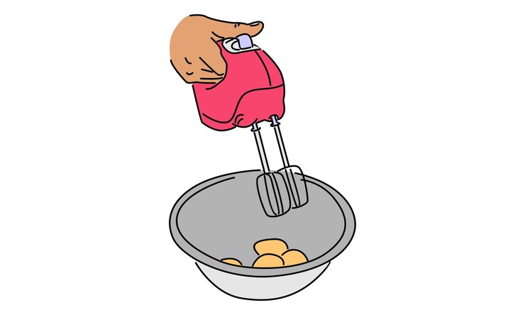 Vector line art color of hand holding a mixer