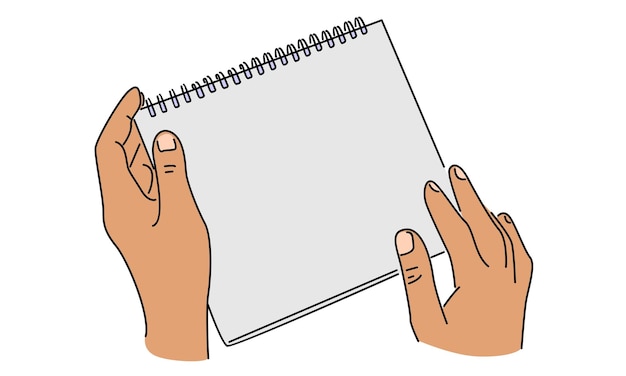 line art color of hands holding looseleaf paper