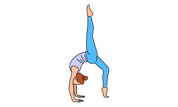 line art color illustration of woman doing yoga pose