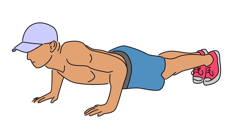 Vector line art color of man training push up