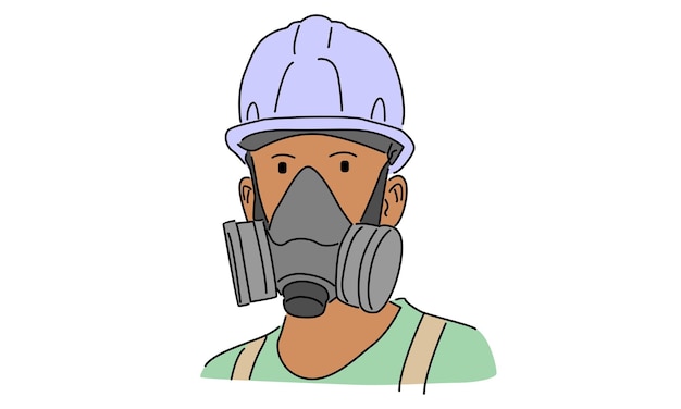 line art color of man with respirator mask vector illustration