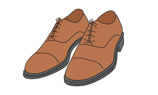 Vector line art color of mens shoes vector illustration