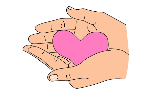 Вектор Рисунок цвета руки, держащей символ сердца