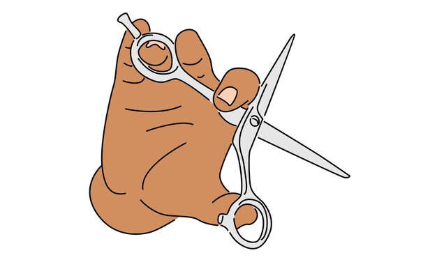 Рисунок цвета ножниц, держащих ножницы
