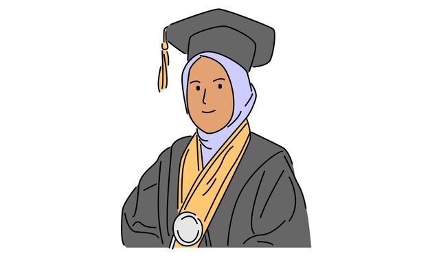 Line art color of woman celebrating graduation