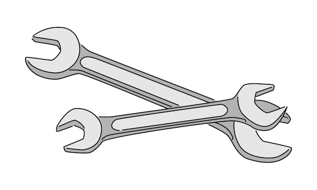 line art color of wrench vector illustration