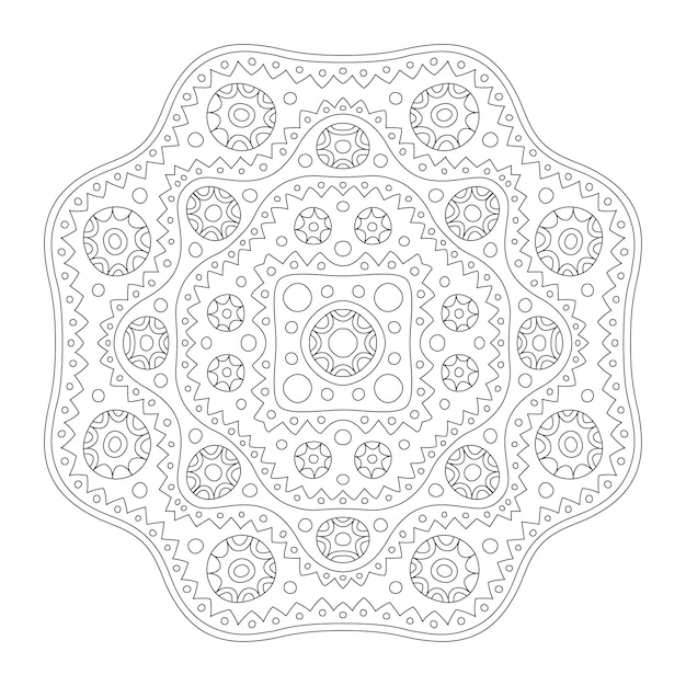 Line art for coloring book with abstract pattern