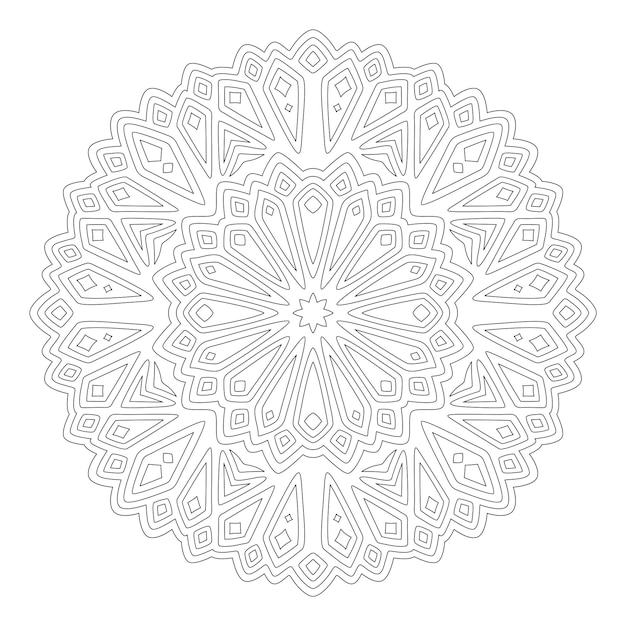 Line art for coloring book with geometric pattern