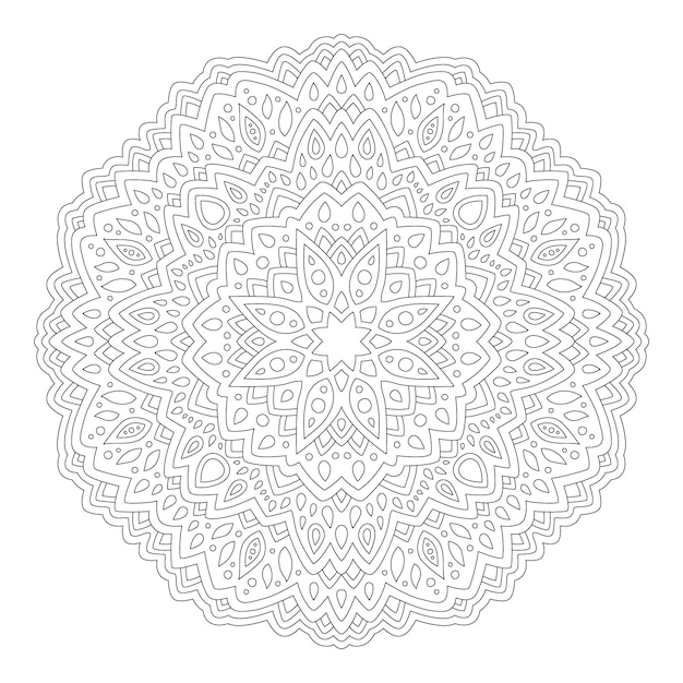 Line art for coloring book with oriental mandala